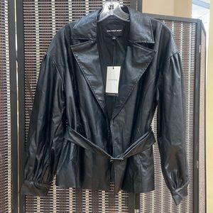 Who What Wear S Black Faux Leather Jacket Pockets, With Belt. $49.99